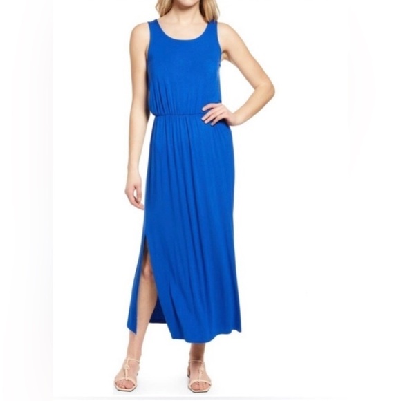 CASLON SLEEVELESS JERSEY BLUE MAXI DRESS NEW - Picture 5 of 5